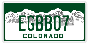 EGBB07  license plate in CO