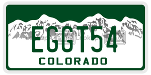 EGGT54  license plate in CO