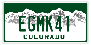 EGMK41  license plate in CO