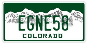 EGNE58  license plate in CO