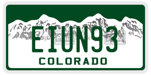 EIUN93 license plate in Colorado