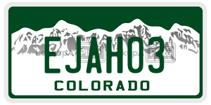EJAH03  license plate in CO