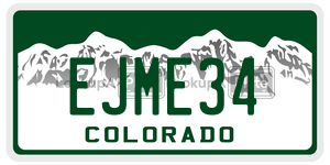 EJME34 license plate in Colorado