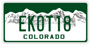 EKOT18  license plate in CO