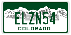 ELZN54  license plate in CO
