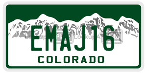EMAJ16  license plate in CO
