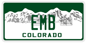 EMB  license plate in CO