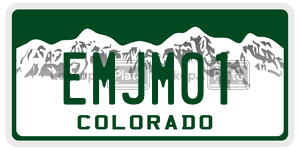 EMJM01  license plate in CO