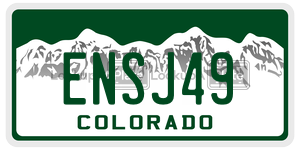 ENSJ49 license plate in Colorado