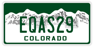 EQAS29 license plate in Colorado