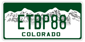 ETBP88 license plate in Colorado