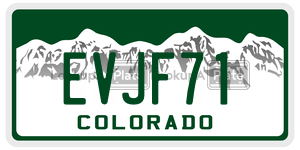 EVJF71  license plate in CO