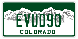 EVUD90 license plate in Colorado