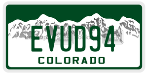 EVUD94  license plate in CO