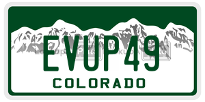 EVUP49 license plate in Colorado
