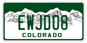 EWJD08  license plate in CO