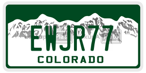 EWJR77  license plate in CO