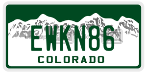 EWKN86 license plate in Colorado