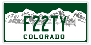F22TY  license plate in CO