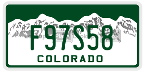 F97S58  license plate in CO