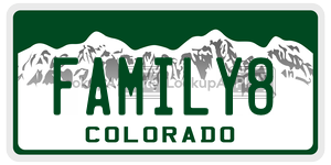 FAMILY8 license plate in Colorado