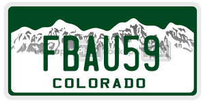 FBAU59  license plate in CO