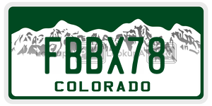 FBBX78 license plate in Colorado