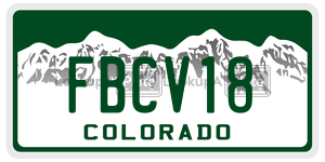 FBCV18 license plate in Colorado