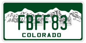 FBFF83  license plate in CO