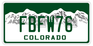 FBFW76  license plate in CO