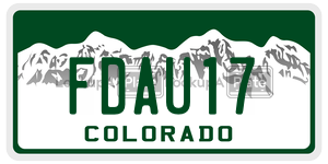 FDAU17  license plate in CO