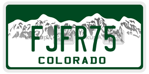 FJFR75  license plate in CO