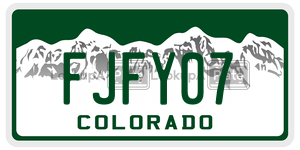 FJFY07  license plate in CO