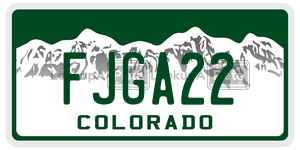FJGA22  license plate in CO