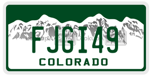 FJGI49  license plate in CO