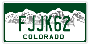 FJJK62  license plate in CO