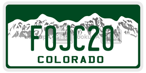 FOJC20  license plate in CO