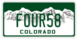 FOUR58  license plate in CO