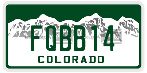 FQBB14  license plate in CO