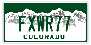 FXWR77  license plate in CO