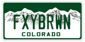 FXYBRWN  license plate in CO