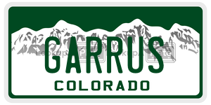 GARRUS  license plate in CO