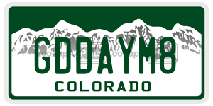 GDDAYM8  license plate in CO
