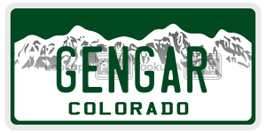 GENGAR license plate in Colorado