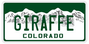 GIRAFFE license plate in Colorado