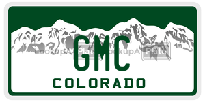 GMC  license plate in CO