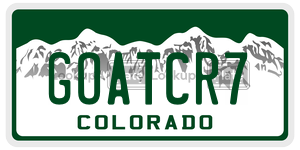 GOATCR7  license plate in CO