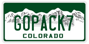 GOPACK7  license plate in CO