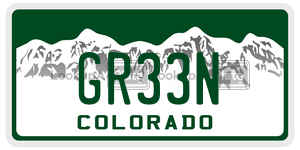 GR33N  license plate in CO