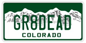 GR8DEAD  license plate in CO